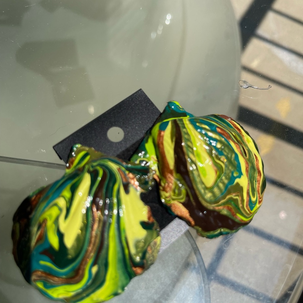 Pistachio Glazed Colorful Swirl Earrings